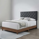 Modway Rhiannon Diamond Tufted Upholstered Fabric Queen Bed - Walnut Grey-MDF and Wood Construction