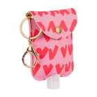 Pep Rally PU Sanitizer Holder with Bottle - Hearts-vegan leather pouch with bottle that holdshand sanitizer