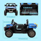 Aosom 12V Kids 2-Seater Ride-On UTV - Blue-Manual control or 2.4GHz remote control gives kids a speed at 3.7 mph (6 km/h) 