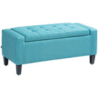 HOMCOM Storage Bench with Flip Top Ottoman - Green-Classic appearance storage ottoman could match with most styles of house