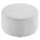 Modway Callum Large 29" Round Woven Heathered Fabric Upholstered Ottoman - Heathered Weave/Light Grey-Arrives Fully Assembled