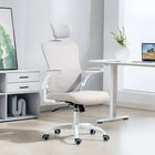 HOMCOM Ergonomic Office Chair with 4D Lumbar Support - Grey-Flip-up armrests save space, allowing under-desk storage