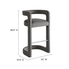 Modway Winslow Performance Velvet Bar Stool - Storm Gray-Performance Velvet Fabric