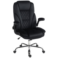 HOMCOM Office Chair with Flip-up Armrest - Black-Double-tier high-density foam padding ensures superior sitting comfort