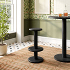 Modway Neo 15" Round Patio Wood Bar Stools - Black-Double Lip Edge