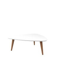 Manhattan Comfort Utopia 11.81" Triangle Coffee Table, White Gloss and Maple Cream (89252)-Triangle End and Accent Table for Living Room, Bedroom and Dining Room use.