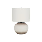Monarch Specialties 21" H Table Lamp - Cream Ceramic / Ivory / Cream Shade-Illuminate your office, living room, or bedroom with this chic globe shaped 21"h table lamp, with a cream ceramic base with brown shading at the top and bottom for a subtle contrast, and topped with an ivory fabric drum shade and black metal finial for a modern touch