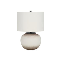 Monarch Specialties 21" H Table Lamp - Cream Ceramic / Ivory / Cream Shade-Illuminate your office, living room, or bedroom with this chic globe shaped 21"h table lamp, with a cream ceramic base with brown shading at the top and bottom for a subtle contrast, and topped with an ivory fabric drum shade and black metal finial for a modern touch