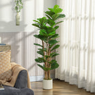 HOMCOM 5' Faux Fiddle Leaf Fig Tree - Green-Adjustable branches with leaves let you easily customise the tree's shape 