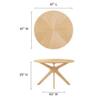 Modway Crossroads 47" Round Wood Dining Table - Oak-Rubberwood and MDF