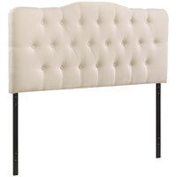 Modway Annabel Upholstered Fabric Full Headboard - Ivory-Elegantly tufted button headboard