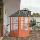 PawHut 70" H Outdoor Wooden Bird Cage with Water-Resistant Asphalt Roof - Brown-Wire spacing prevents injuries to ensure bird safety 