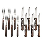 Tramontina BBQ Stainless Steel Steak Knife & Fork Set – Polywood Handle - Serrated - Outdoor Dining - 12 Piece Set-Knives made of heat treated stainless steel with mirror polished blades and serrated edges