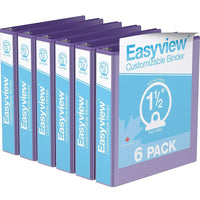 Davis Group Easyview Premium Binder - Round Ring - Customizable - 1.5" - Purple - 6 Pack-3 Ring Binder