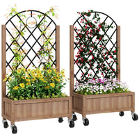 Outsunny Raised Garden Bed with Metal Trellis-Metal back trellis provides support for climbing plants
