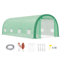 Outsunny Walk-in Tunnel Greenhouse with Zipped Roll Up Mesh Door - - Galvanised steel frame with upgraded reinforcing design for a stable structure
 