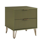 Manhattan Comfort DUMBO Modern 2-Drawer Nightstand and 3-Drawer Dresser Set - Olive Green-30 Day Limited Manufacturer's Warranty