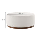 Modway Tilden Large 38" Round Boucle Upholstered Upholstered Ottoman - Cloud/Walnut-Dense Foam Padding