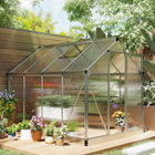 Outsunny Polycarbonate Greenhouse - 6' x 8' x 6.6' - Silver- Transparent PC board allows you to observe the plants inside
 