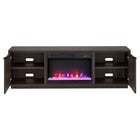 Hudson&Canal Mansfield TV Stand with 26" Crystal Fireplace for TV's up to 78" - Alder Brown-The top has a weight capacity of 75lbs, lower shelves can hold 25lbs each