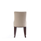 Manhattan Comfort Shubert 19.25" Modern Faux Leather and Velvet Upholstered Dining Chairs - Tan - Set of 2-22.75" L x 23" W x 37.25" H