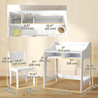 Qaba Kids Study Desk and Chair Set with Storage Shelves - White-Three open compartments hold stationery and toys 