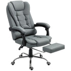HOMCOM PU Leather Executive Reclining Office Chair with Arms - Grey-Modern office chair adds style to any room or decor