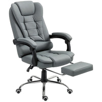HOMCOM PU Leather Executive Reclining Office Chair with Arms - Grey-Modern office chair adds style to any room or decor