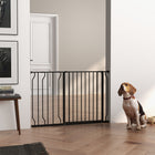 PawHut 30"- 45" Extra Wide Dog Gate with Double Locking System - Black-Door opens in both directions
