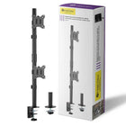 IntekView MS200 Vertical Pole Mount Dual-Screen Monitor Mount -Two mounting options - desk clamp and cable pass-through included