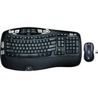 Logitech MK550 Wireless Wave Keyboard and Mouse Combo - French-With its gradual wave-shaped contour, this keyboard supports the actual, varied lengths of your fingers