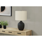 Monarch Specialties 22" H Transitional Table Lamp - Black Ceramic / Ivory / Cream Shade-The smooth and stylish black ceramic base and an ivory linen fabric drum shade, accented with a round black finial on top gives a chic refinement to any space
