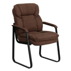 Flash Furniture Brown Microfiber Executive Side Reception Chair with Lumbar Support & Sled Base-Contemporary Style