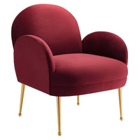 Modway Transcend Performance Velvet Armchair - Maroon-Retro Modern Armchair