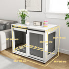 PawHut 39" Dog Crate Furniture with Sliding Barn Door - White-Ventilation on three sides prevents feeling confined 