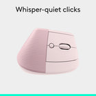 Logitech Lift Vertical Ergonomic Mouse - Rose-Plastic parts in Lift include certified post-consumer recycled plastic (Graphite: 70%, Rose and Off-white: 54% - excludes plastic in receiver, battery, PWA, and FFC cable)