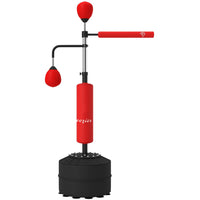 Soozier Standing Punching Bag with 2 Speed Balls - 360° Reflex Bar - Red-4 in 1 function, a combination of two speedballs, a 360° reflex bar, and PU wrapped boxing bag 