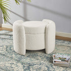 Modway Nebula Boucle Upholstered Ottoman - Ivory-Boucle Upholstery