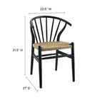 Modway Flourish Spindle Wood Dining Side Chair - Black-Rounded Spindle Back