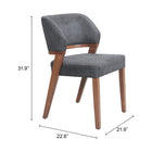 Zuo Sunobu Dining Chair - Azure Grey/Walnut - Set of 2-3 year limited warranty