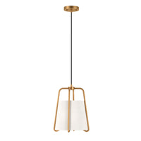 Hudson&Canal Marduk 11" Wide Pendant with Fabric Shade - Brass/White-Mid-century modern design for your entryway, foyer, or kitchen