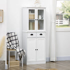 HOMCOM 61" H Kitchen Pantry Cabinet with Shelves and Soft-Close Doors - White-Features soft-closing hinges, allowing the cabinet door to close smoothly before fully closing 