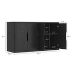Manhattan Comfort Rivington 60" Modern 4-Door Sideboard - Black-4 soft close handle-free doors with integrated cutouts for a sleek, modern look