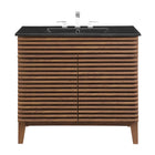 Modway Render 36" Bathroom Vanity - Walnut/Black-Ceramic Sink Basin
