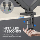ShoppingAll Dual VESA Monitor and Laptop Mount with Fully Adjustable Gas Spring Arm and Office Desk Clamp - Black-6