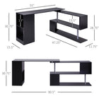 HOMCOM 55" L-Shaped Desk - Black-Large top working surface for placing computer equipment and school supplies 