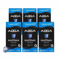 Agga Decaffeinato Nespresso Compatible Capsules - Medium/Dark - 60 Pack-Medium/Dark - Capsule - Decaffeinato - Kosher - Decaffeinated - 10 / Box