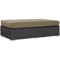 Modway Convene Outdoor Patio Fabric Rectangle Ottoman - Espresso/Mocha-Synthetic Rattan Weave