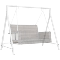 Outsunny Metal Porch Swing Stand with 4 Rings-Constructed from reinforced steel for load-bearing strength
