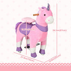 Qaba Kids Ride-On Unicorn Walking Horse with Wheels - Pink-Padded seat for more comfort 